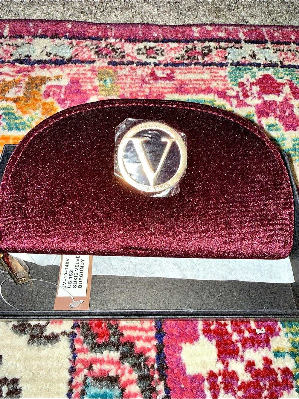 Joan Vass Surie Velvet Wallet Burgundy Velvet Wallet NWT